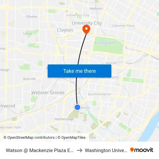 Watson @ Mackenzie Plaza Exit Wb to Washington University map