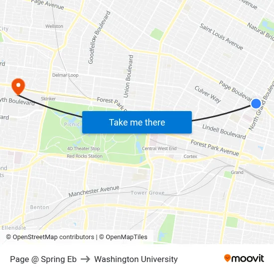 Page @ Spring Eb to Washington University map