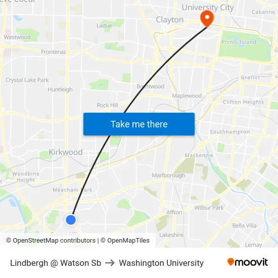 Lindbergh @ Watson Sb to Washington University map