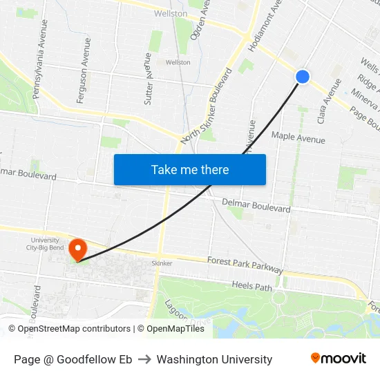 Page @ Goodfellow Eb to Washington University map
