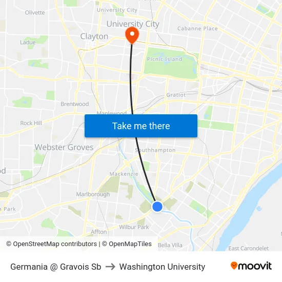 Germania @ Gravois Sb to Washington University map