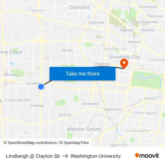 Lindbergh @ Clayton Sb to Washington University map