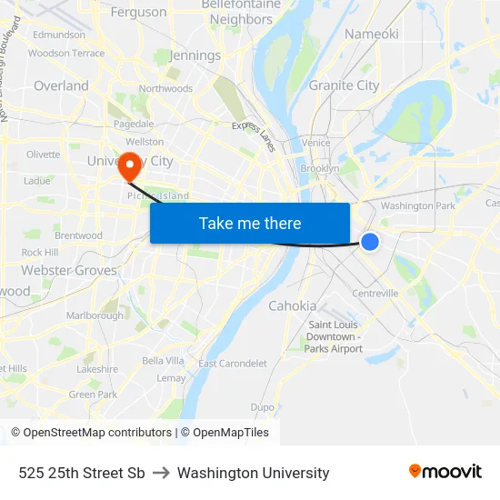 525 25th Street Sb to Washington University map