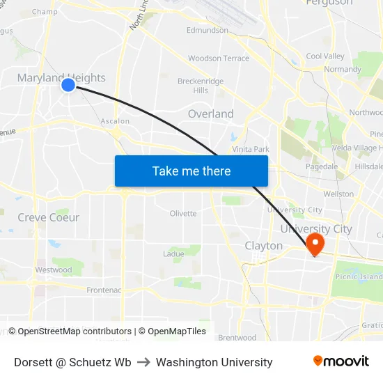 Dorsett @ Schuetz Wb to Washington University map