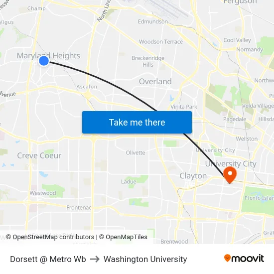 Dorsett @ Metro Wb to Washington University map