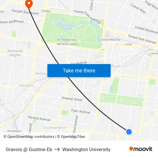 Gravois @ Gustine Eb to Washington University map