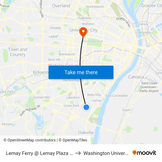 Lemay Ferry @ Lemay Plaza Wb to Washington University map