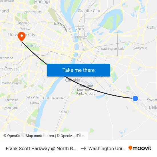 Frank Scott Parkway @ North Belt West Nb to Washington University map