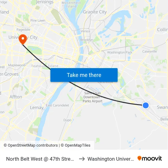 North Belt West @ 47th Street Eb to Washington University map