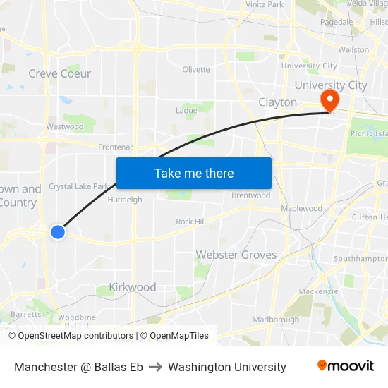 Manchester @ Ballas Eb to Washington University map