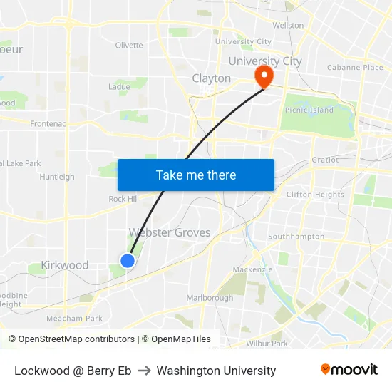 Lockwood @ Berry Eb to Washington University map