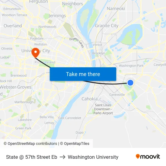 State @ 57th Street Eb to Washington University map