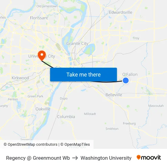 Regency @ Greenmount Wb to Washington University map