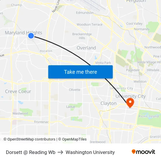 Dorsett @ Reading Wb to Washington University map