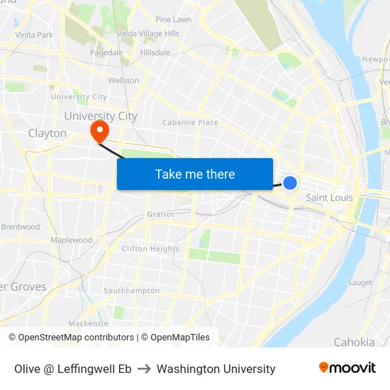 Olive @ Leffingwell Eb to Washington University map