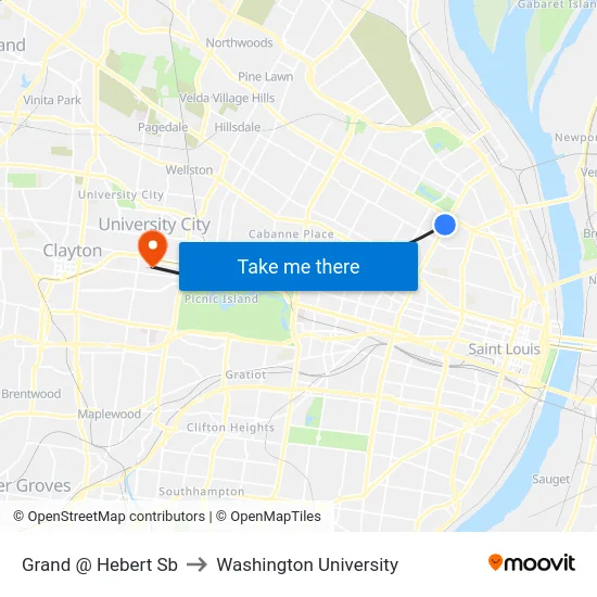 Grand @ Hebert Sb to Washington University map