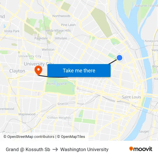 Grand @ Kossuth Sb to Washington University map