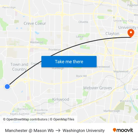 Manchester @ Mason Wb to Washington University map