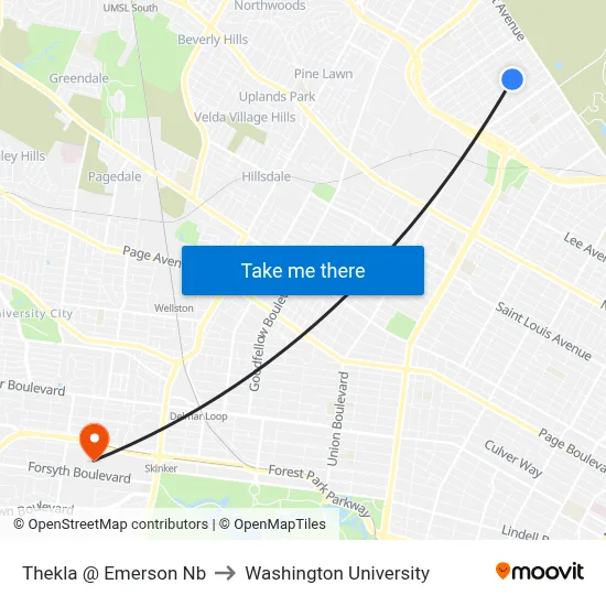 Thekla @ Emerson Nb to Washington University map