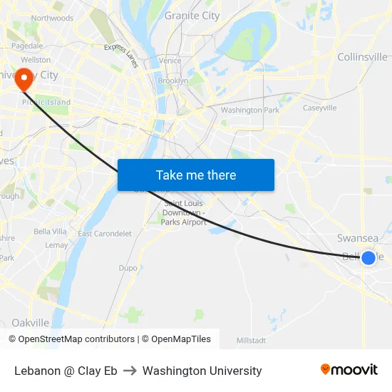 Lebanon @ Clay Eb to Washington University map