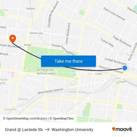 Grand @ Laclede Sb to Washington University map