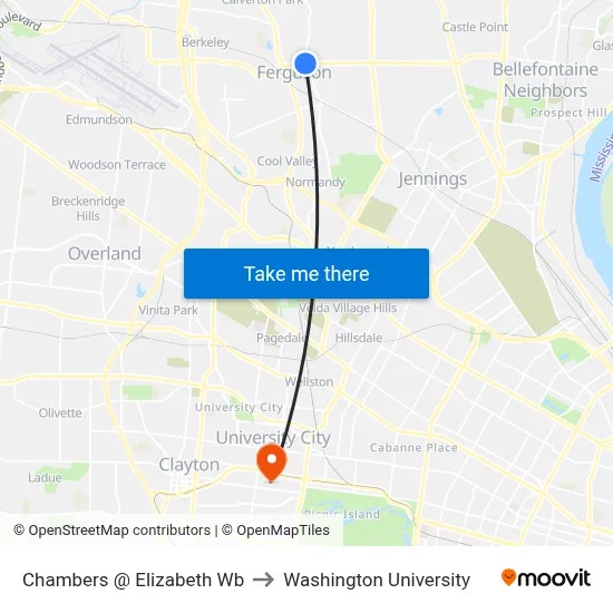 Chambers @ Elizabeth Wb to Washington University map