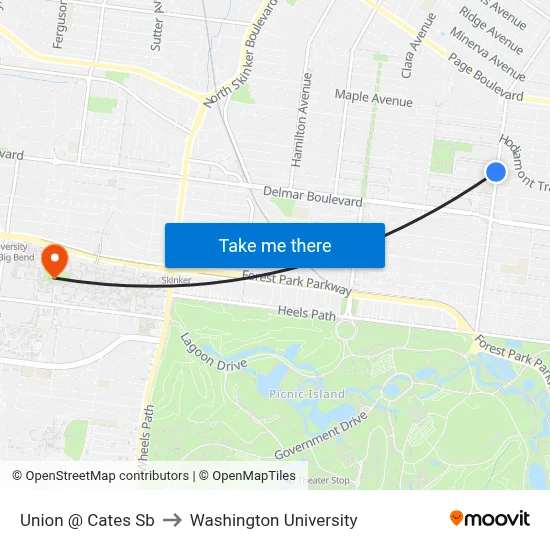 Union @ Cates Sb to Washington University map