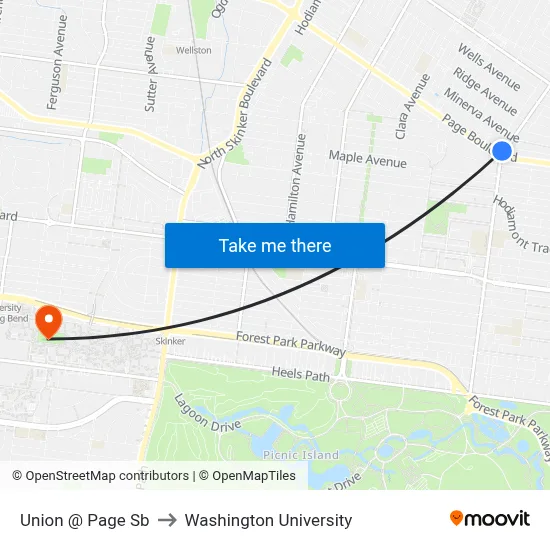Union @ Page Sb to Washington University map