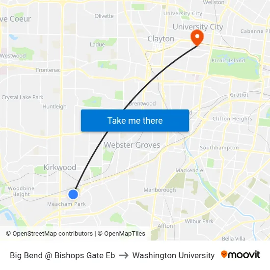 Big Bend @ Bishops Gate Eb to Washington University map