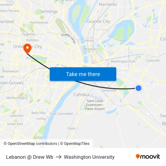 Lebanon @ Drew Wb to Washington University map
