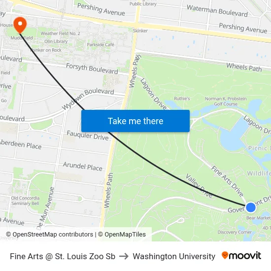 Fine Arts @ St. Louis Zoo Sb to Washington University map