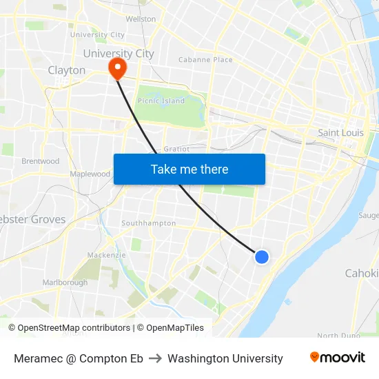 Meramec @ Compton Eb to Washington University map