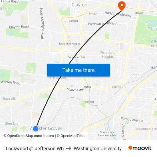 Lockwood @ Jefferson Wb to Washington University map