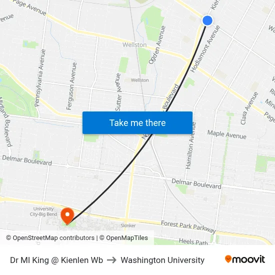 Dr Ml King @ Kienlen Wb to Washington University map