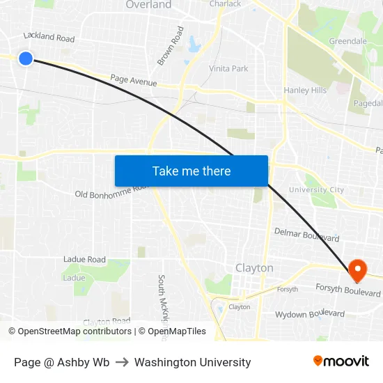 Page @ Ashby Wb to Washington University map
