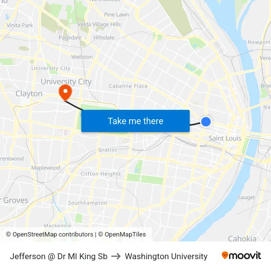 Jefferson @ Dr Ml King Sb to Washington University map