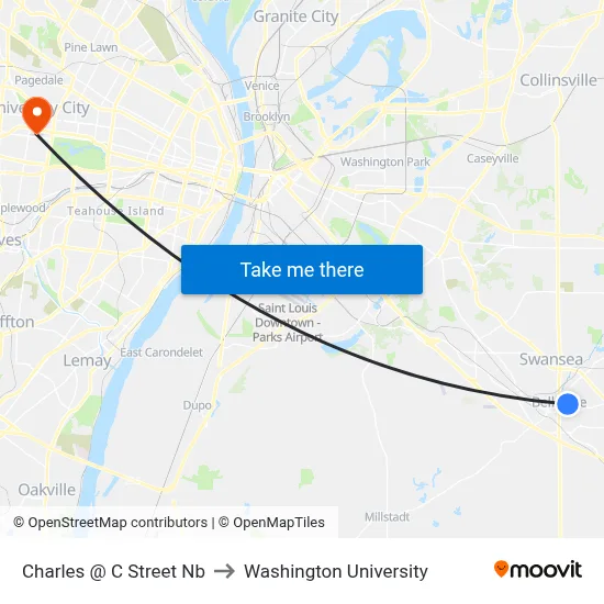 Charles @ C Street Nb to Washington University map
