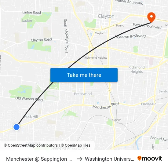 Manchester @ Sappington Wb to Washington University map