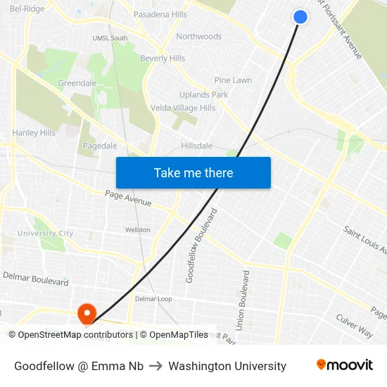 Goodfellow @ Emma Nb to Washington University map