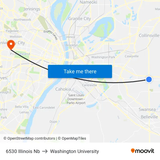 6530 Illinois Nb to Washington University map