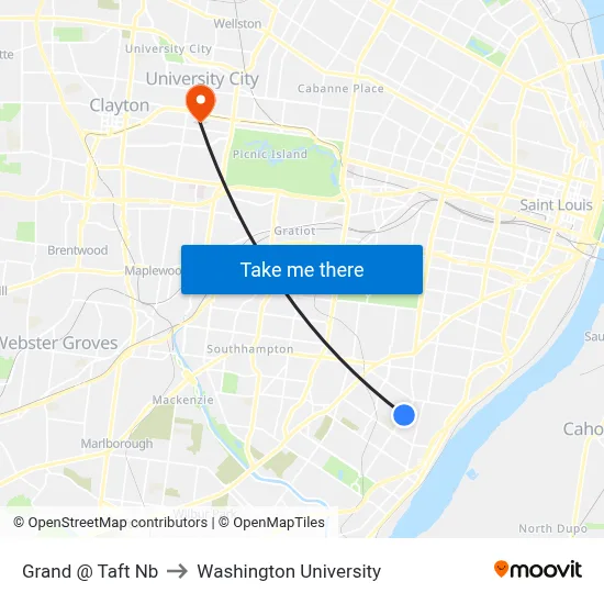 Grand @ Taft Nb to Washington University map