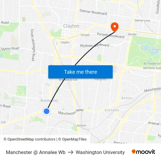 Manchester @ Annalee Wb to Washington University map