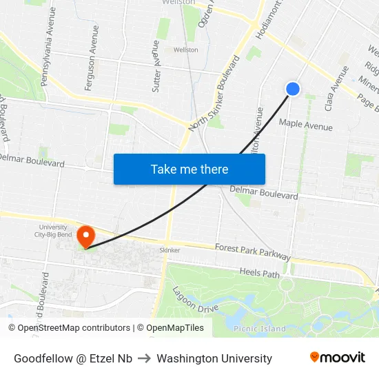 Goodfellow @ Etzel Nb to Washington University map