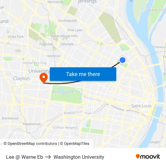Lee @ Warne Eb to Washington University map
