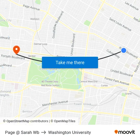 Page @ Sarah Wb to Washington University map