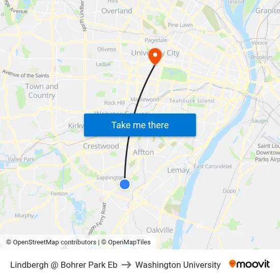 Lindbergh @ Bohrer Park Eb to Washington University map