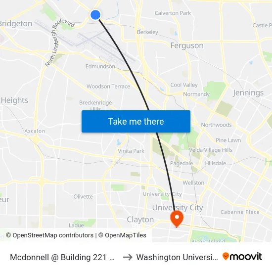 Mcdonnell @ Building 221 Nb to Washington University map