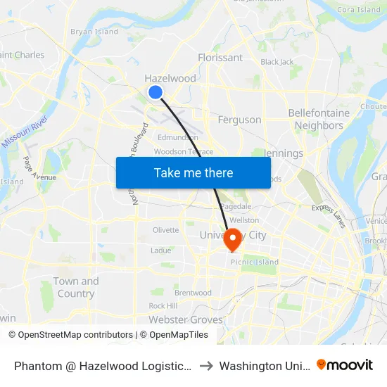 Phantom @ Hazelwood Logistics Center Nb to Washington University map