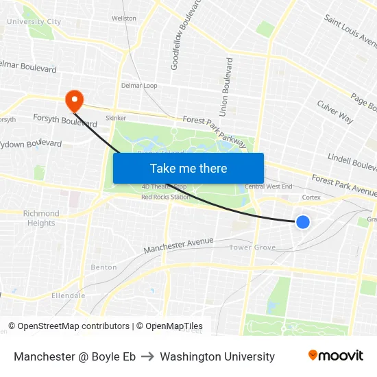 Manchester @ Boyle Eb to Washington University map