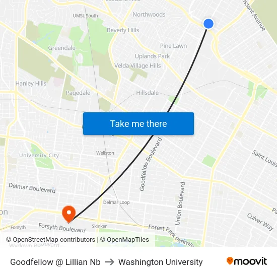 Goodfellow @ Lillian Nb to Washington University map